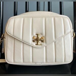 Tory Burch Cream Quilted Bag with Gold Accents